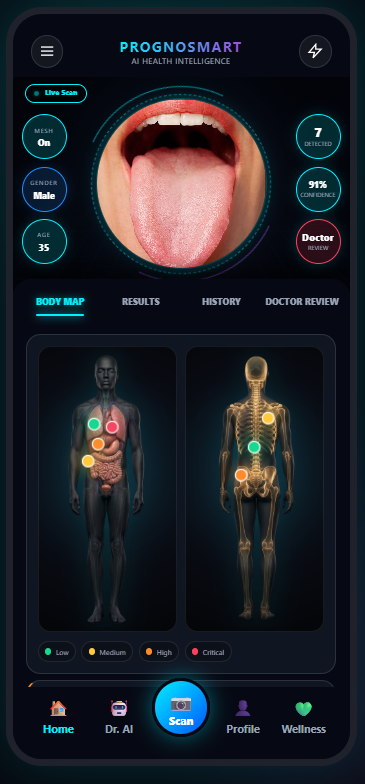 PrognoSmart app visual health analysis interface